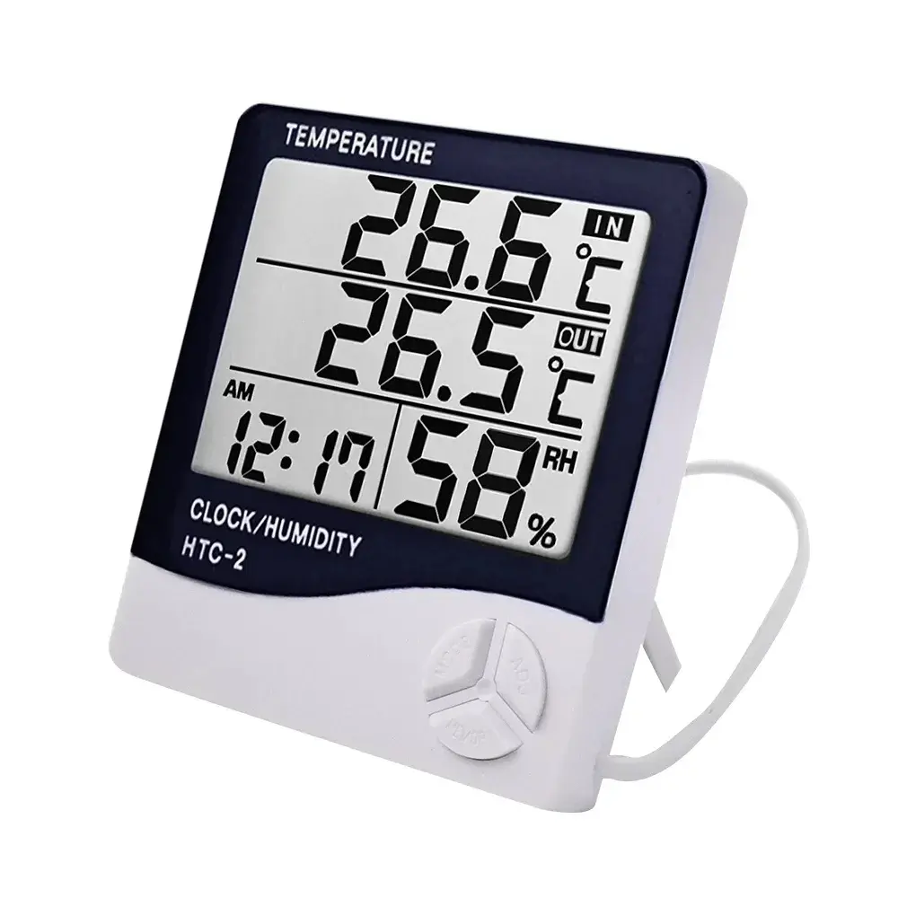 1pc HTC-2 HTC-1 Smart Electric Digital Hygrometer Thermometer Weather Station Clocks Outdoor LCD Electronic Humidity Meter