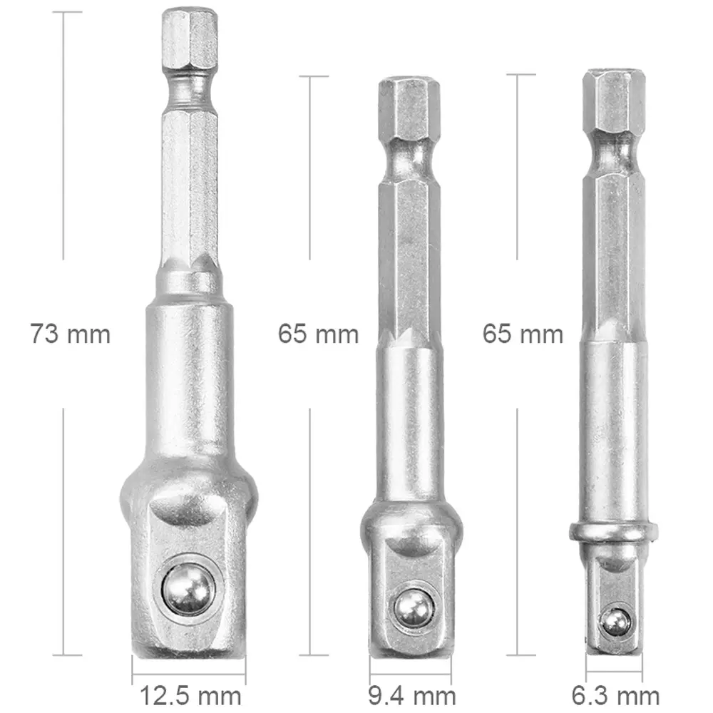 Chrome Vanadium Steel Socket Adapter Hex Shank to 1/4" 3/8" 1/2" Extension Drill Bits Bar Hex Bit Set Power Tools tightly Newest