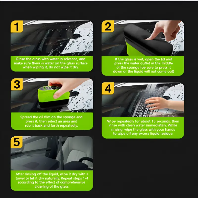 150ml Oil Film Remover Car Glass Antifreeze Oil Film Wipe Front Windshield Side Window Degreasing and Decontamination Coating
