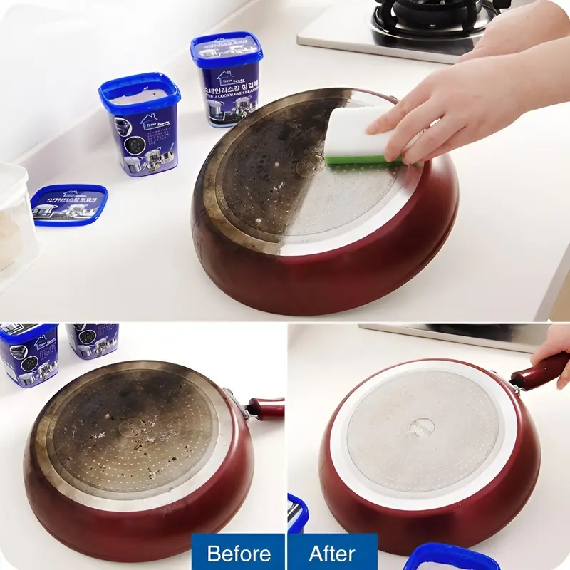 500/1000ml Stainless Steel Cleaning Cream Kitchenware Stain Dirt Cleaner Washing Pot Bottom Scale Pan Rust Removal Suitable Kitc
