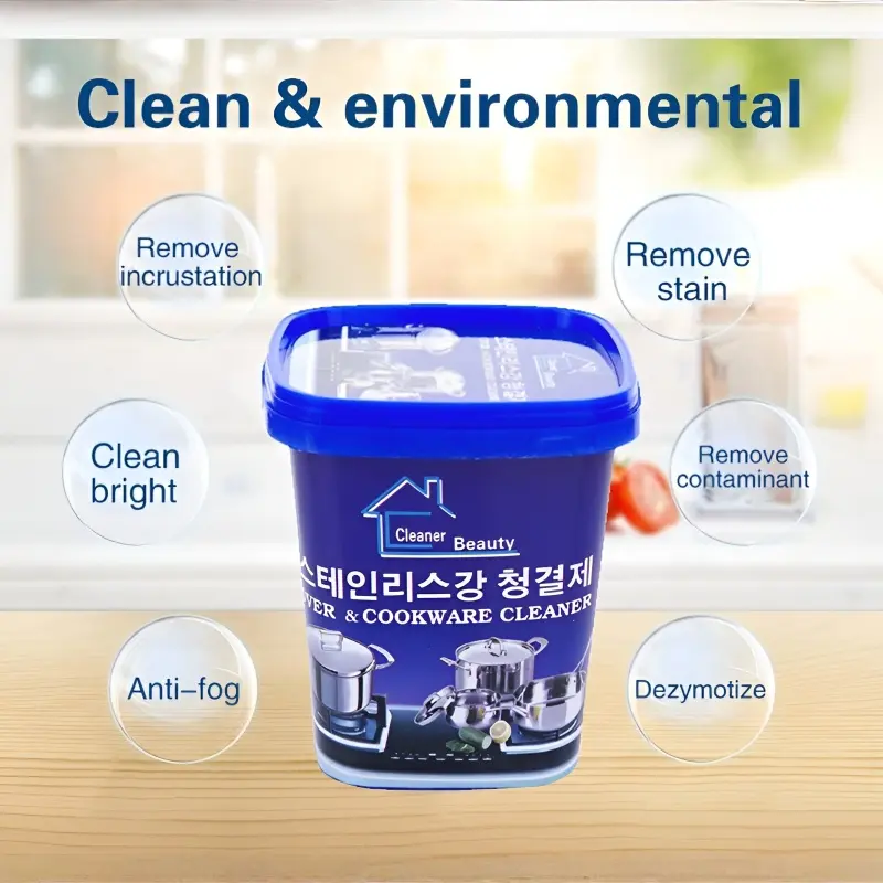 500/1000ml Stainless Steel Cleaning Cream Kitchenware Stain Dirt Cleaner Washing Pot Bottom Scale Pan Rust Removal Suitable Kitc