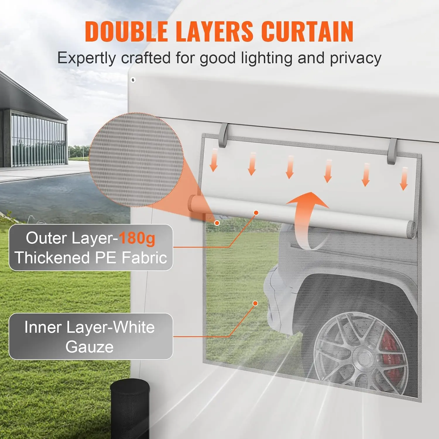 10x20ft Car Canopy with Roll-up Ventilated Windows & Removable Sidewalls, UV Resistant Waterproof All-Season Tarp