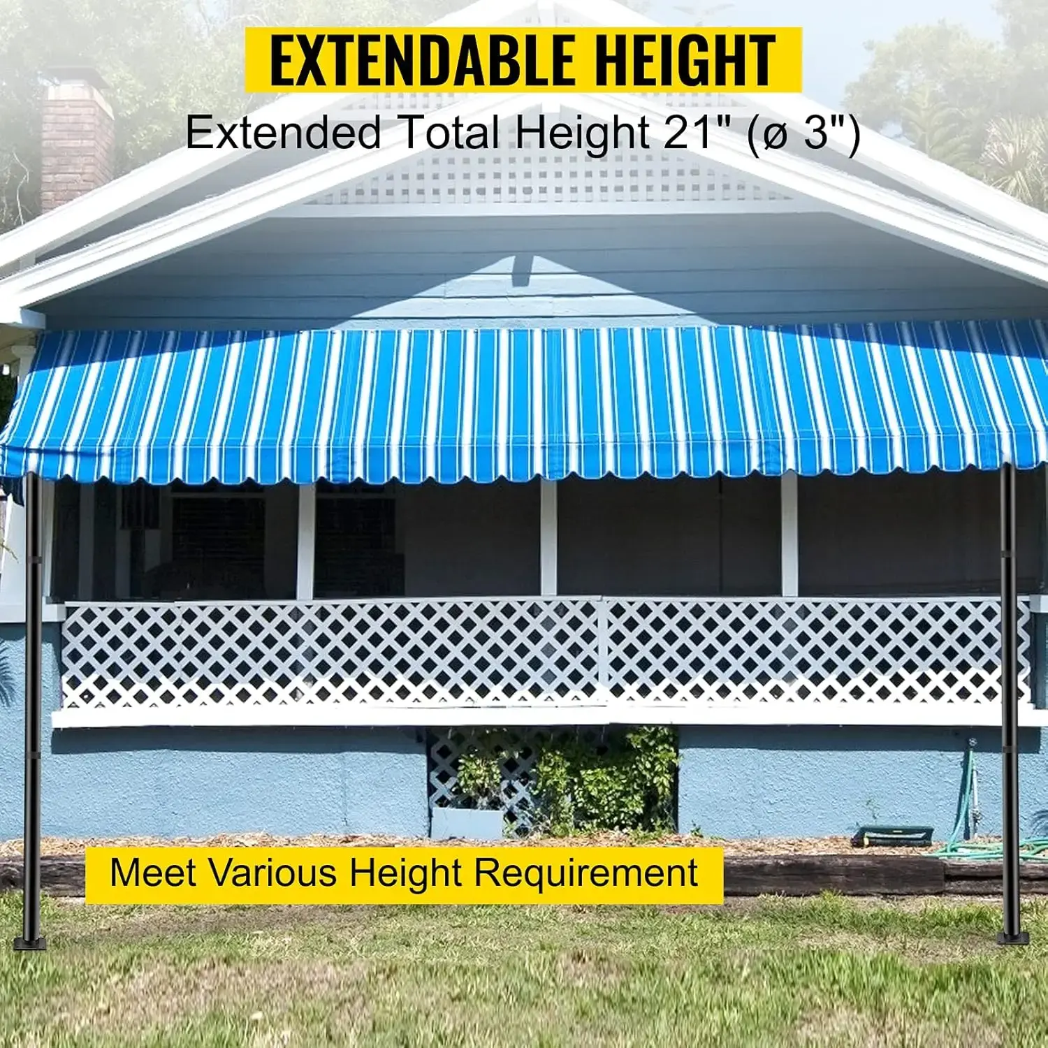Sail Pole Extension, 21" Height Shade Pole Extension, 3" Diameter Shade Sail Pole Extender