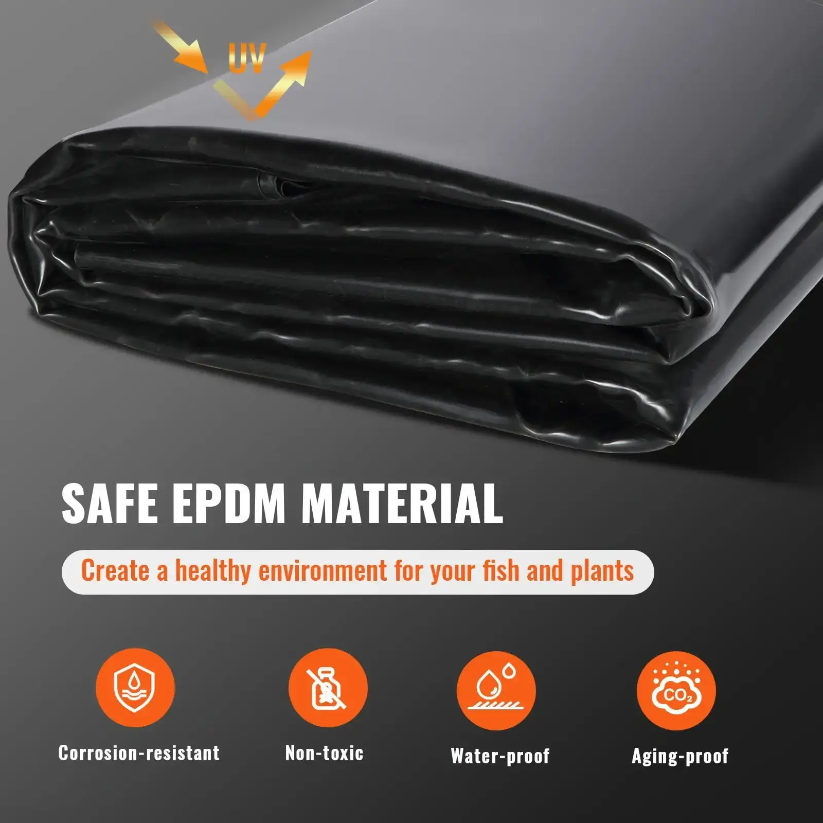 Pond Liner, 30 x 35 ft 45 Mil Thickness, Pliable EPDM Material Pond Skins, Easy Cutting Underlayment for Fish or Koi Ponds