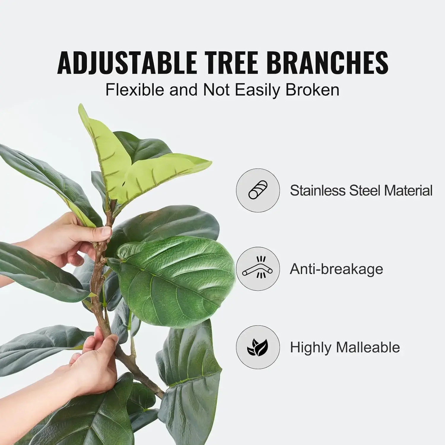 Artificial Fiddle Leaf Fig Tree 4 FT, Secure PE Material & Anti-Tip Tilt Protection Low-Maintenance Faux Plant