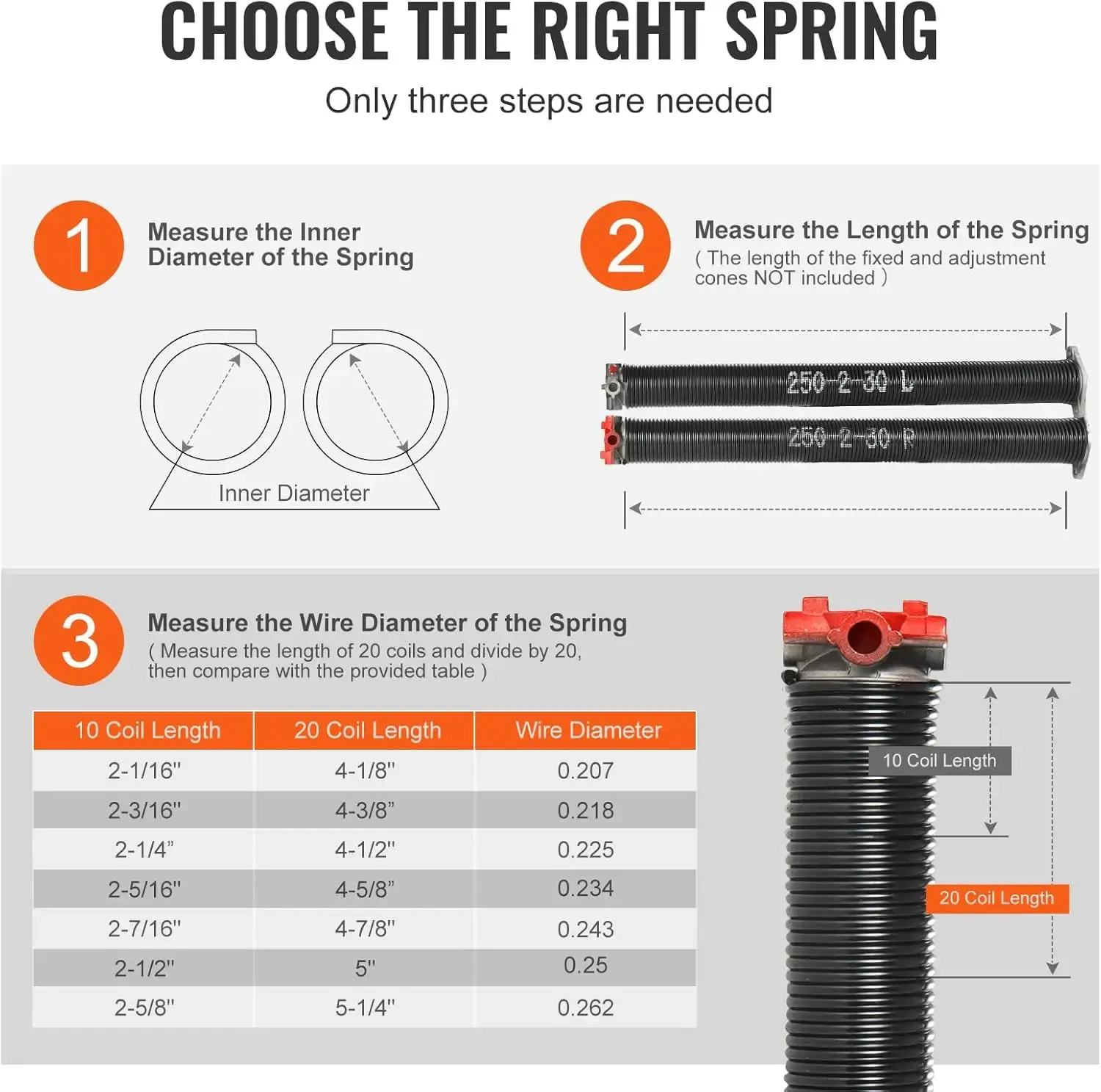 Garage Door Torsion Springs, 16000 Cycles, Pair of 0.25 x 2 x 30inch, Garage Door Springs with Non-Slip Winding Bars