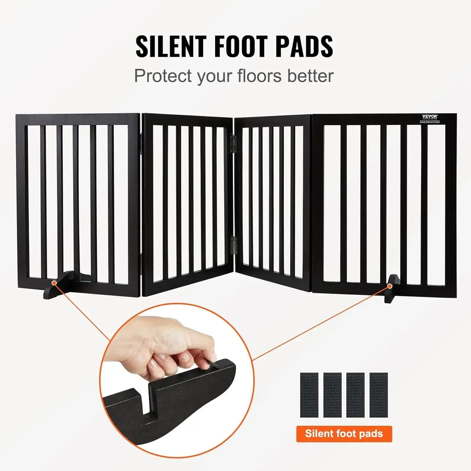 Free Standing Dog Gate, 24" H x 80.3" W Freestanding Pet Gate, 4 Panels Foldable Dog Gate for Wide and Narrow Passageways