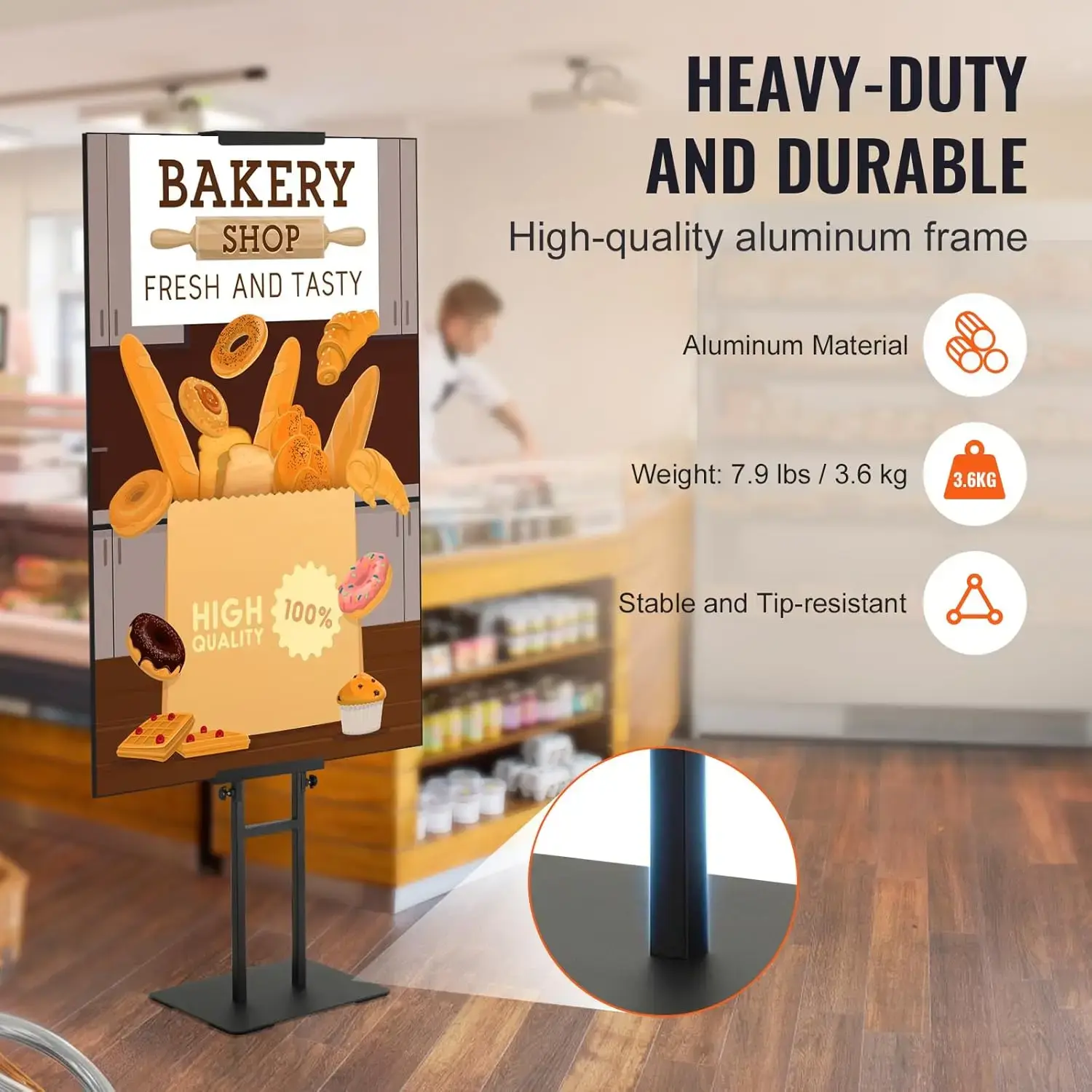 Poster Stand, Adjustable Height Up to 75", Double-Sided Heavy Duty Pedestal Sign Holder, Floor Standing Sign Holder Banner Stand