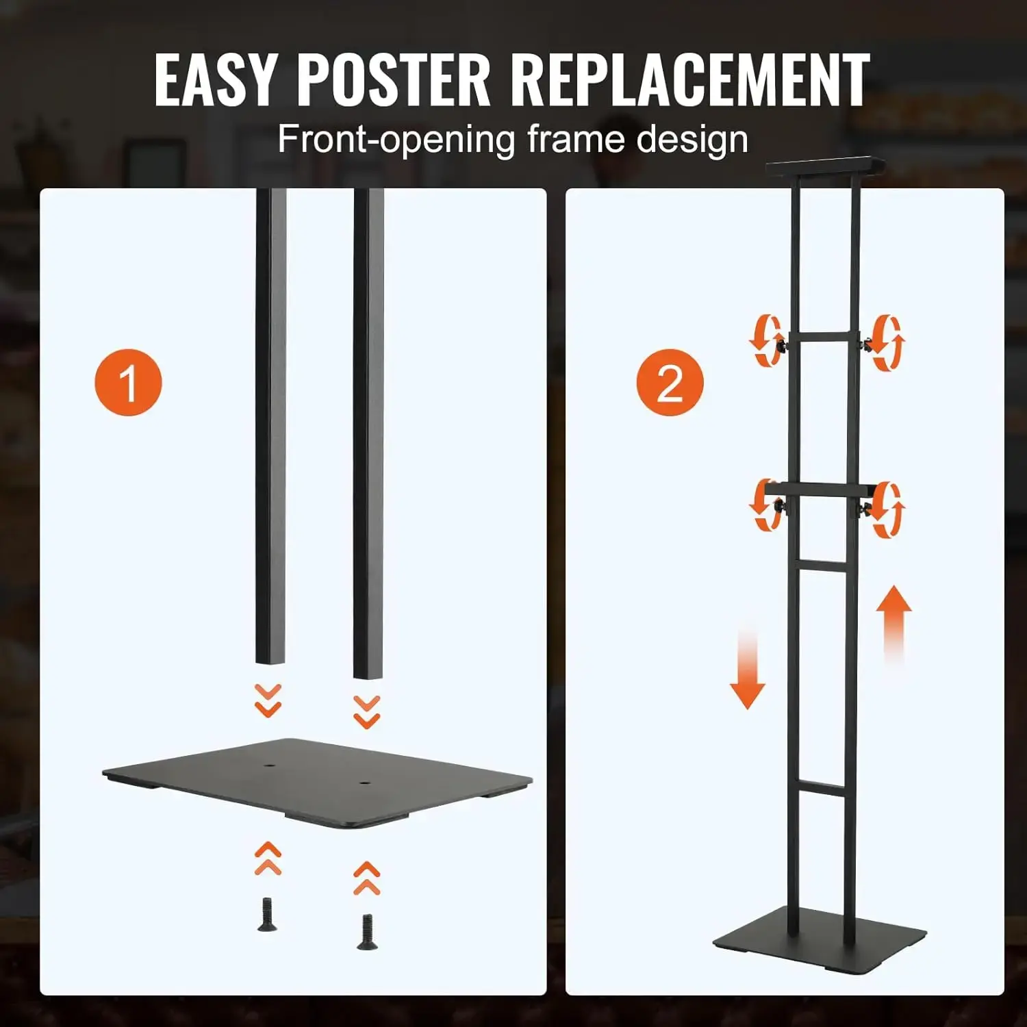 Poster Stand, Adjustable Height Up to 75", Double-Sided Heavy Duty Pedestal Sign Holder, Floor Standing Sign Holder Banner Stand