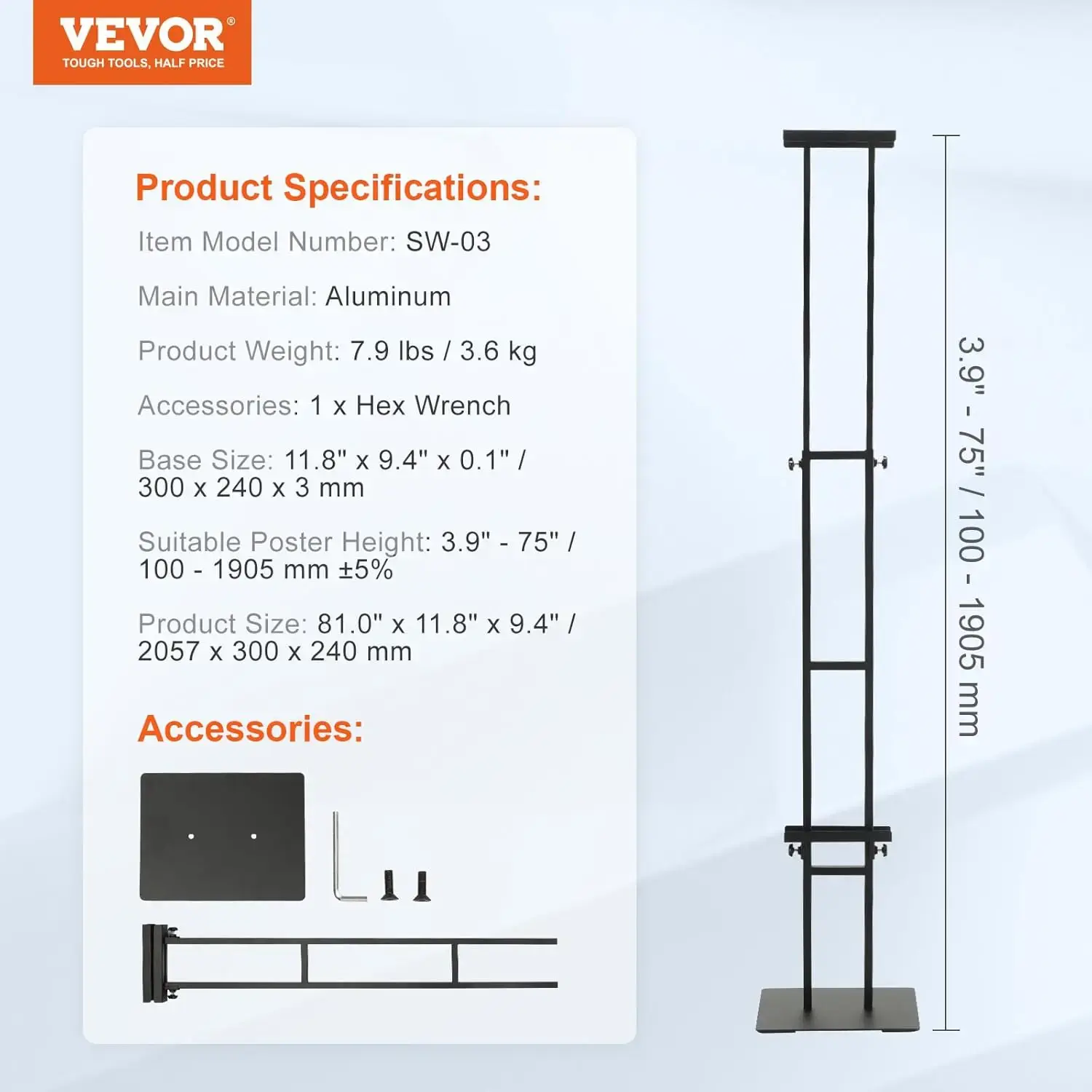 Poster Stand, Adjustable Height Up to 75", Double-Sided Heavy Duty Pedestal Sign Holder, Floor Standing Sign Holder Banner Stand