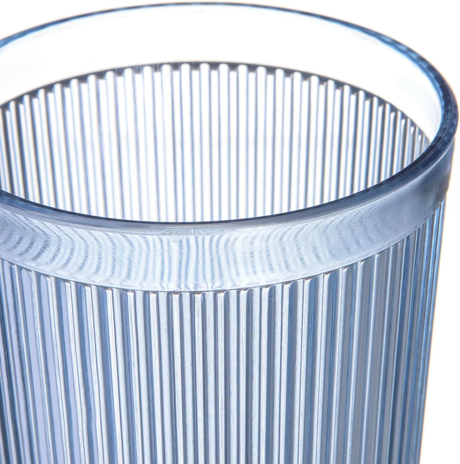 Crystalon Stack-All Stackable Tumbler Plastic Tumbler with Ribbed Texture for Restaurants, Kitchens, Plastic, 21.5 Ounces, Blue