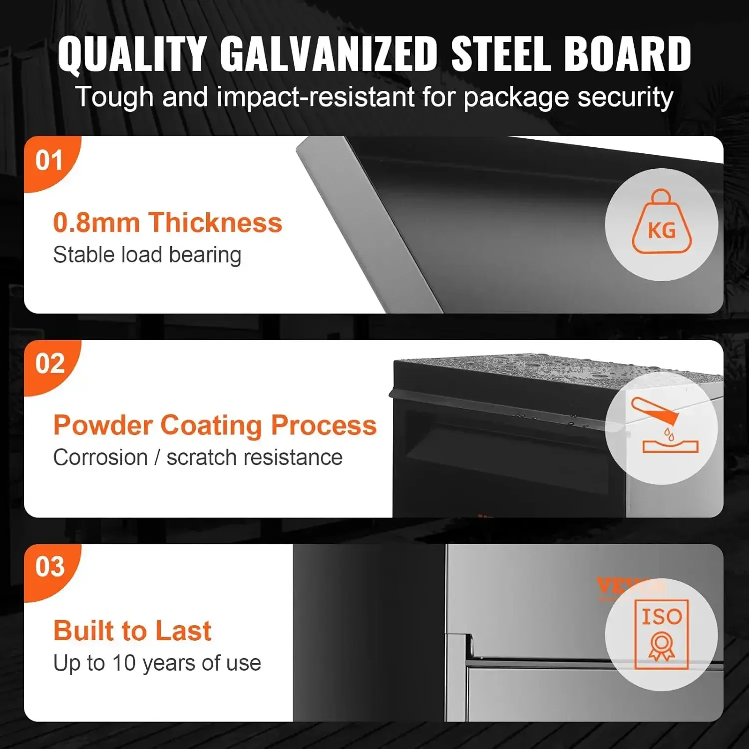 Package Delivery Boxes for Outside 13.9"x11.6"x42", Galvanized Steel Delivery Box for Packages with Coded Lock