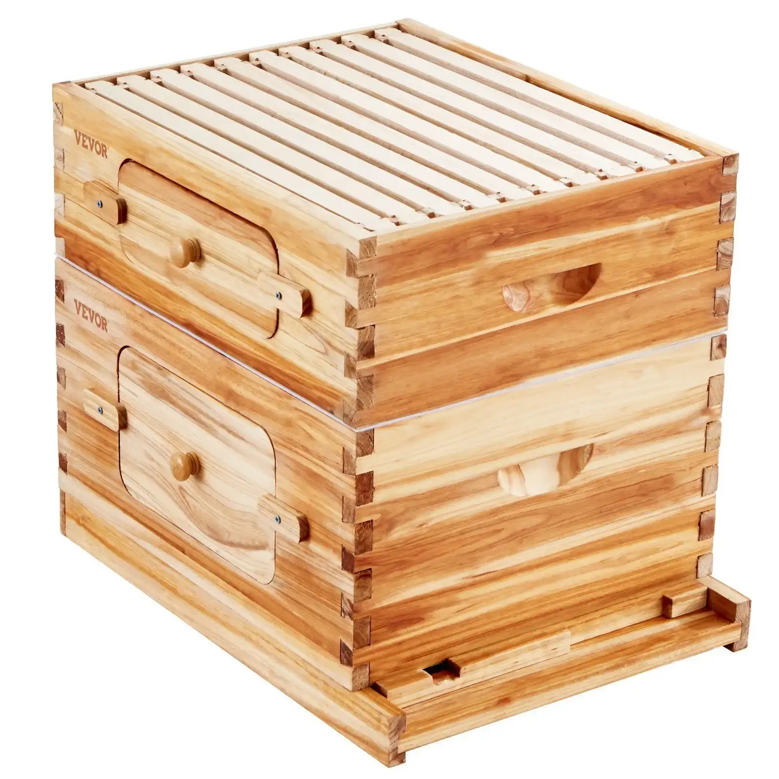Bee Hive 20 Frame Bee Hives Starter Kit, Beeswax Coated Cedar Wood, 1 Deep + 1 Medium Bee Boxes Langstroth Beehive Kit