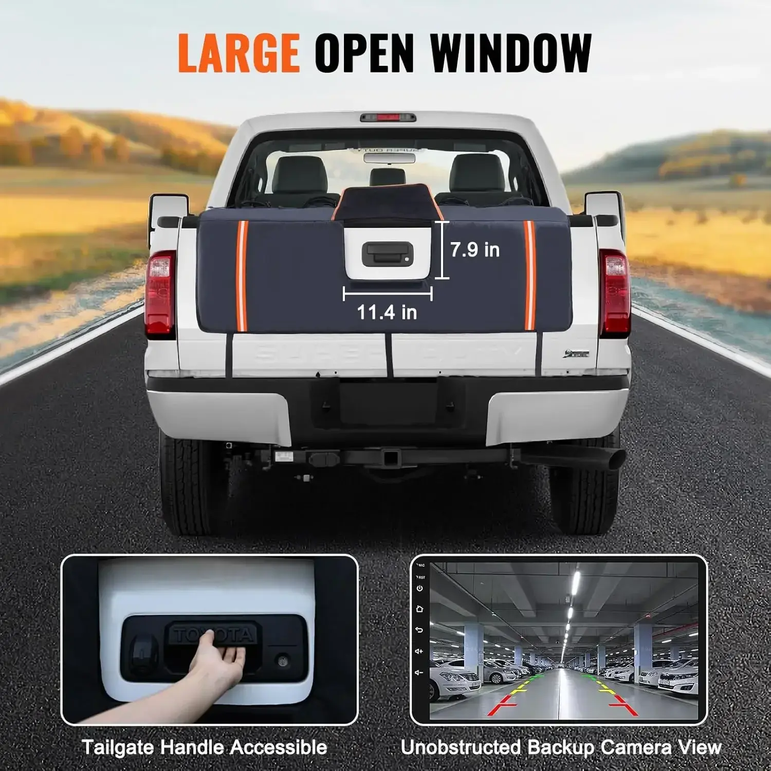 Tailgate Bike Pad,53" Truck Tailgate Pad Carry5 Mountain Bikes, Upgraded Grooves Tailgate Protection Pad with Reflective Strips