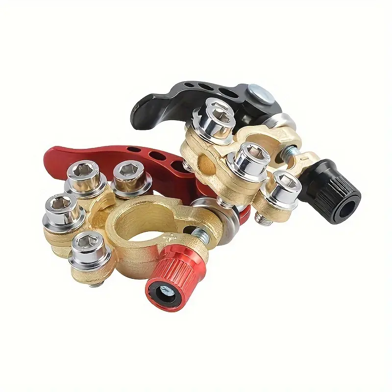 1pair Automotive brass power knob switch battery stake terminal clamp adapter leakproof