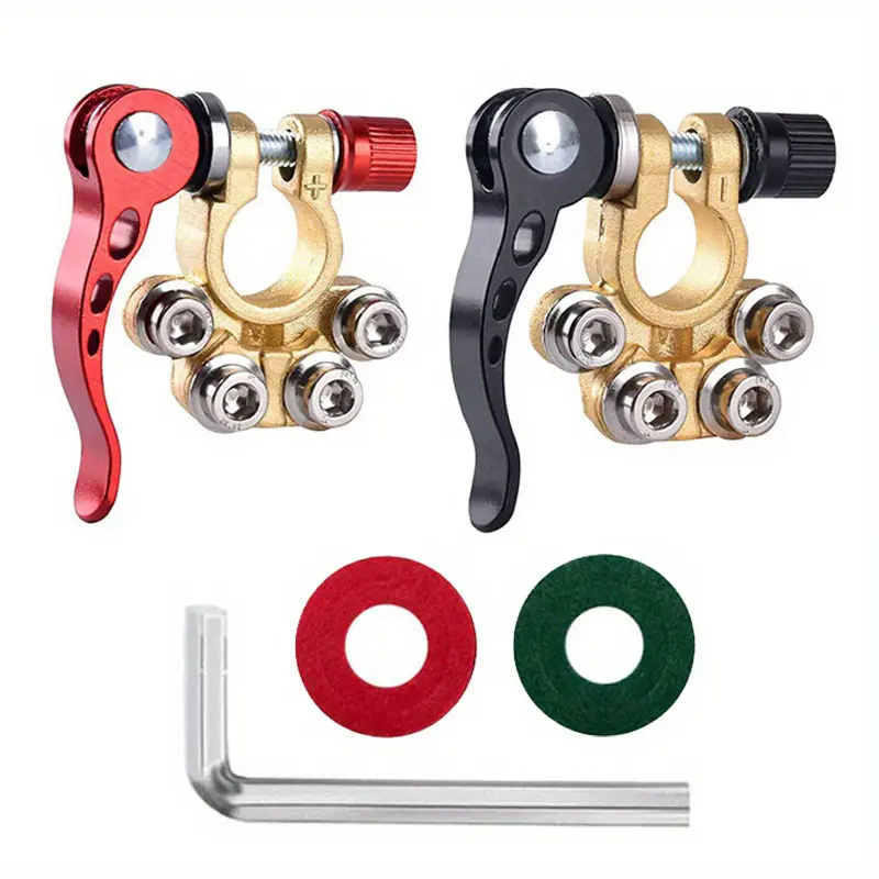 1pair Automotive brass power knob switch battery stake terminal clamp adapter leakproof