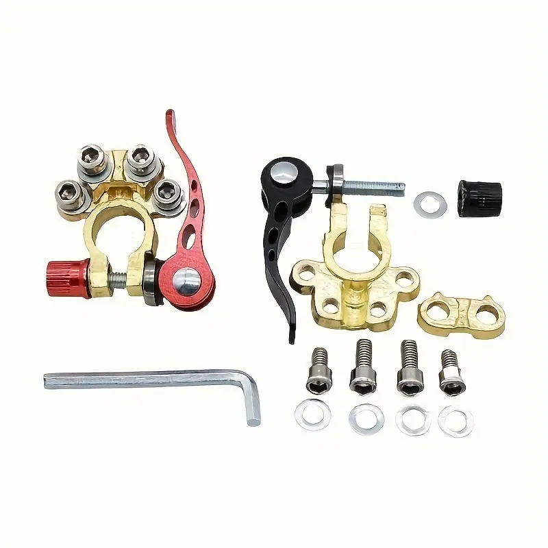 1pair Automotive brass power knob switch battery stake terminal clamp adapter leakproof