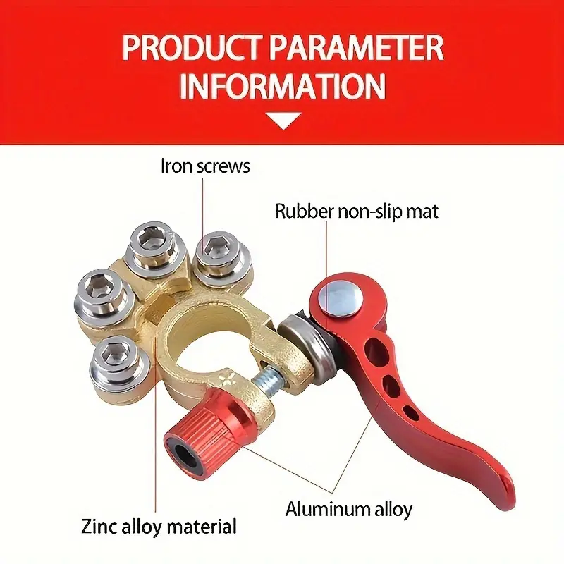 1pair Automotive brass power knob switch battery stake terminal clamp adapter leakproof