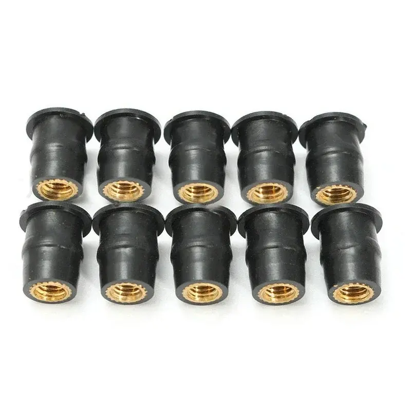 10pcs M4 / M5 / M6 motorcycle rubber well nutsaccessories fasteners Motorcycle decoration Modified windshield brass rubber nut