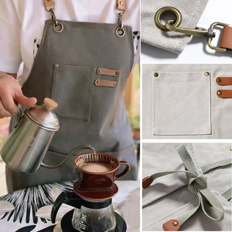 Thicken Canvas Denim Apron Antifouling Barista Apron Kitchen Restaurant Worker Barber Carpenter Florist Apron For Women Man