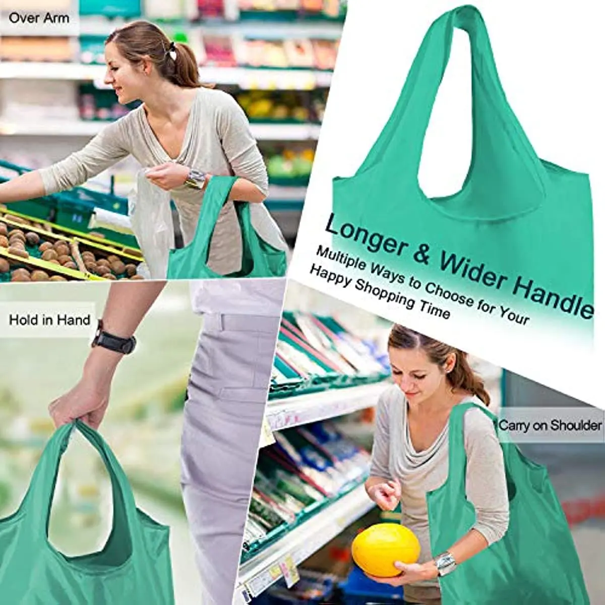 1PCS Reusable-Grocery-Bags-Foldable-Machine-Washable-Reusable-Shopping-Bags-Bulk Colorful  Bag