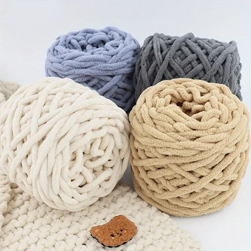 Chunky Blanket Knitting Yarn, Luxury Thick Polyester Jumbo Weaving Crochet Craft Yarns for Throw Blanket Pillows 100g/1Ball