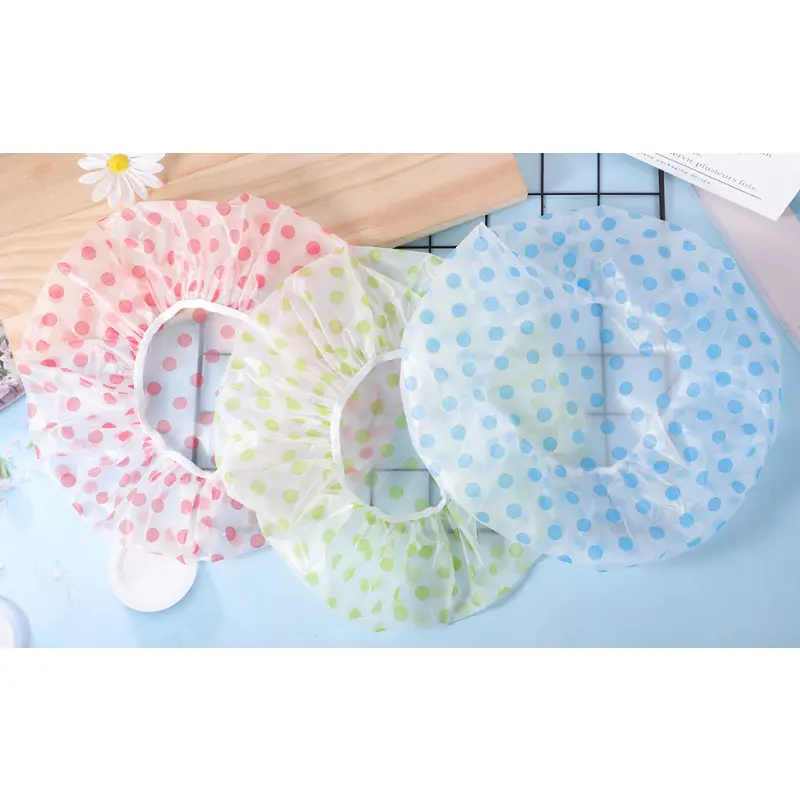 Shower Caps, 3 Pcs Waterproof Bath Caps Plastic Reusable Shower Caps Elastic Band Bath Hair Hat for Women Ladies Spa Salon