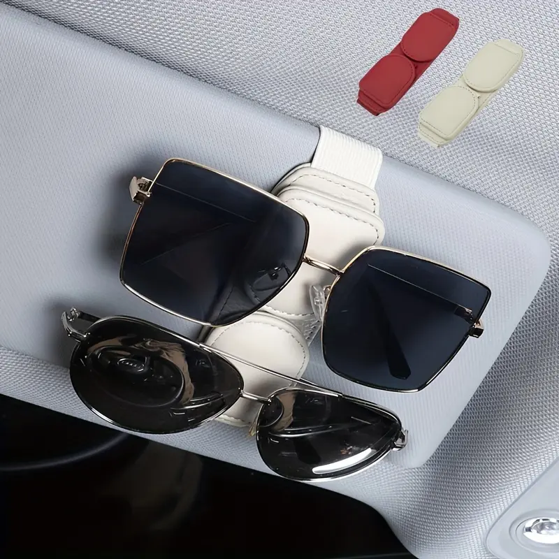 Car Double ClipSun VisorSunglasses HolderConvenient Storage Card TicketReading Glasses For Auto Accessories, Car Glasses Holder