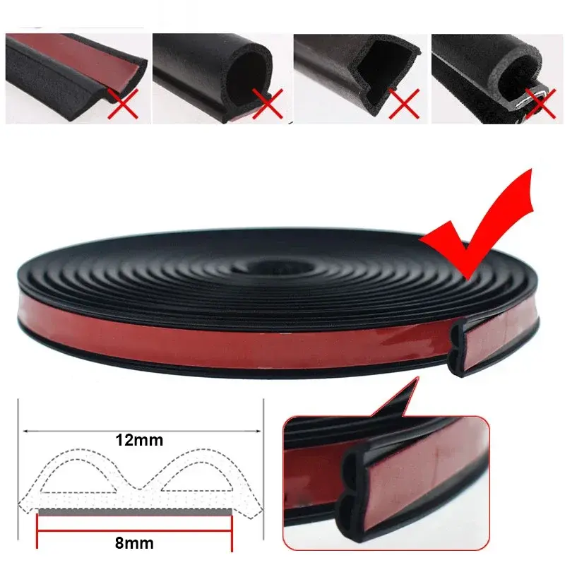 5Meters Car Door Seal Strips Sticker B Shape Double Layer Sealing Stickers Sound Insulation Automobiles Interior Accessories