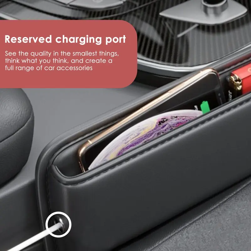 Multifunction Seat Gap Storage Bag For Car Seat Gap Filler With Phone Cup Holder PU Leather Car Interior Crevice Organizers Box