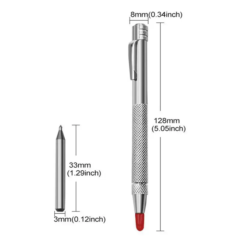 1 Set Diamond Engraving Pen Magnetic Carbide Tip Scriber Pen With 4 Spare Pointed Tip For Ceramic Glass Woodworking Tools