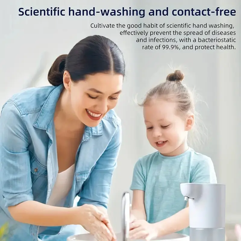 350/600ML Automatic Foam Soap Dispenser Rechargeable Touchless Handsfree Dispenser 4 Level Adjustable Volume IPX5 Waterproof