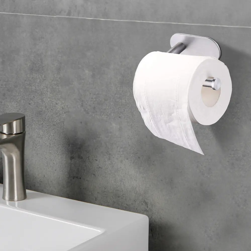 Self Adhesive Toilet Paper Towel Holder Stainless Steel Wall Mount  No Punching Tissue Towel Roll Dispenser for Bathroom Kitchen
