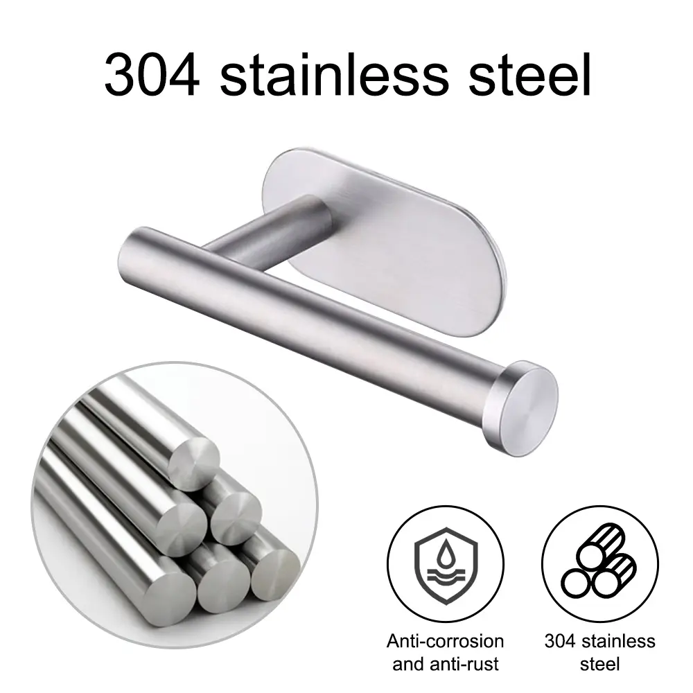 Self Adhesive Toilet Paper Towel Holder Stainless Steel Wall Mount  No Punching Tissue Towel Roll Dispenser for Bathroom Kitchen