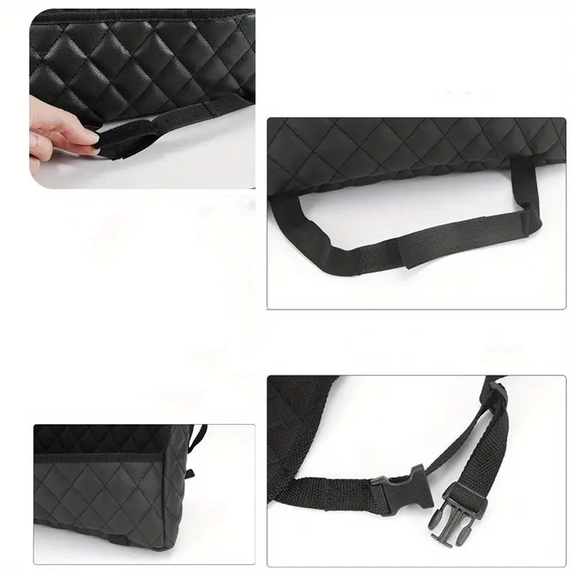 Car Large Capacity Storage Pocket Seat Crevice Net Handbag Holder Luxury Leather Seat Back Organizer Mesh Bag Automotive Goods