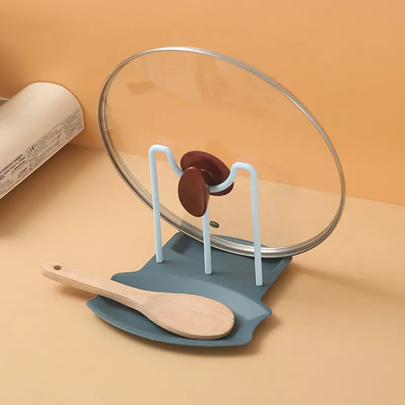 Kitchen Organizer Pot Lid Storage Rack Shelf Countertop Punch-free Spoons Pad Bracket Home Kitchen Shelves Drain tray bracket