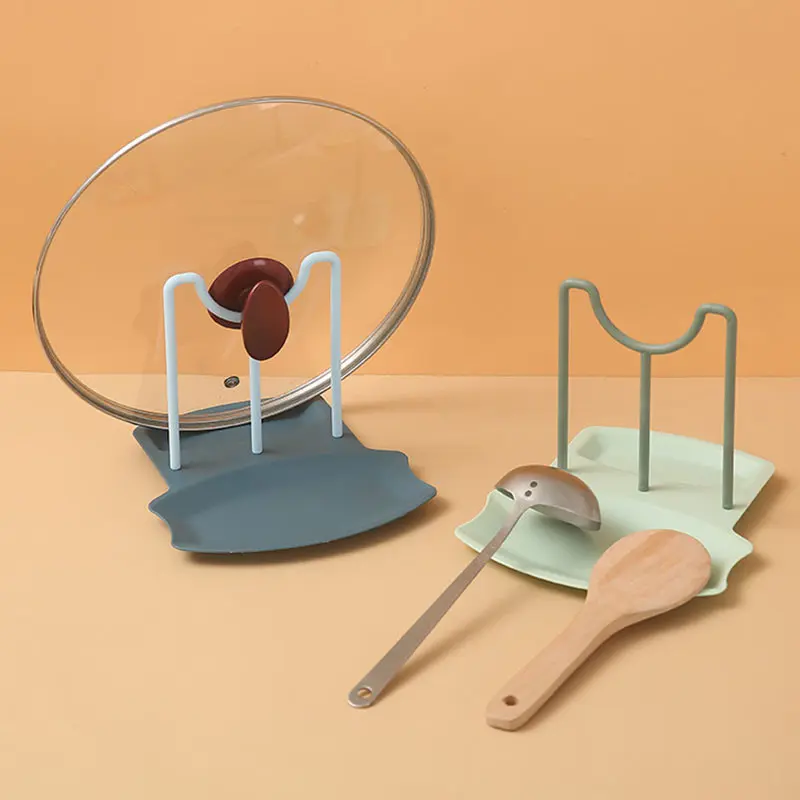Kitchen Organizer Pot Lid Storage Rack Shelf Countertop Punch-free Spoons Pad Bracket Home Kitchen Shelves Drain tray bracket