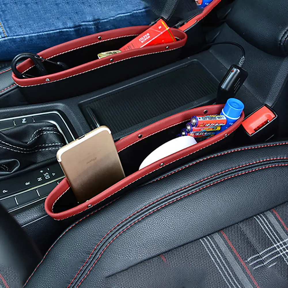 1/2PCS Black Car Organizer Storage Bag PU Leather Material