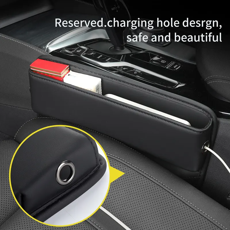 Universal Car Seat Gap Organizer PU Leather Auto Console Side Pocket Seat Crevice Storage Box Interior Accessory For BMW G30 F30