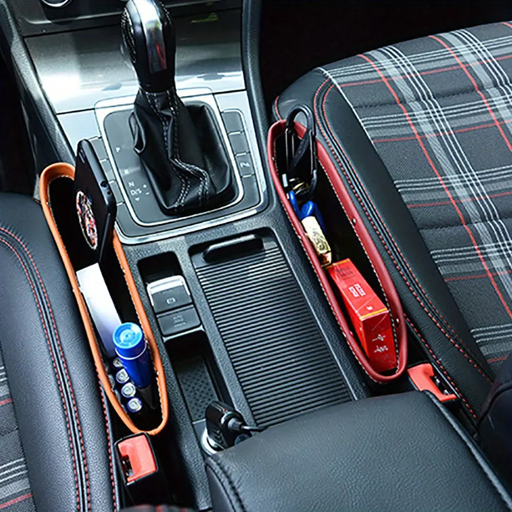 1/2PCS Black Car Organizer Storage Bag PU Leather Material
