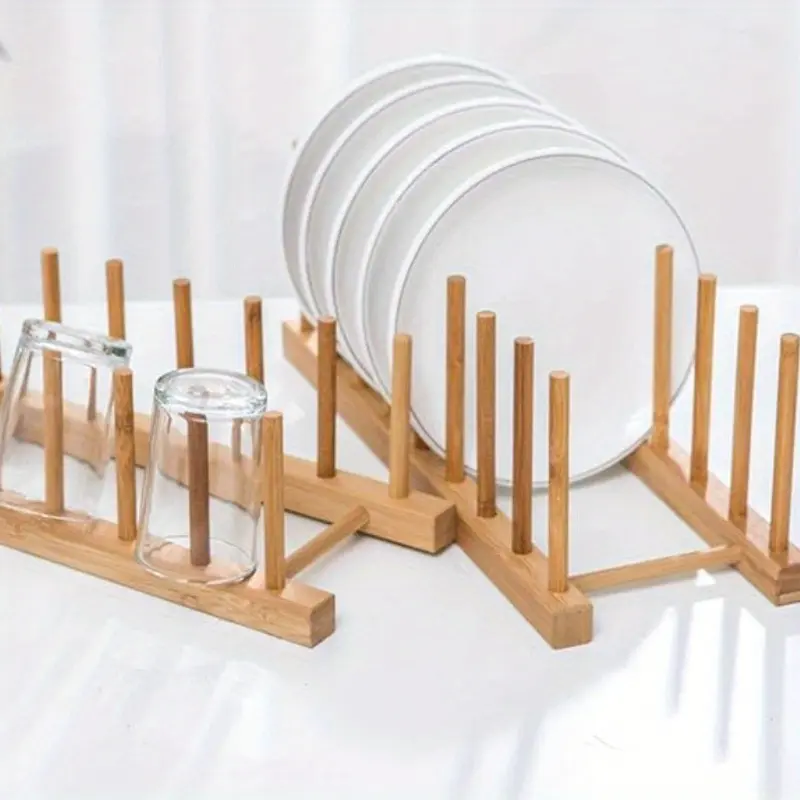 Wood Dish Drying Rack Drainer Storage Racks for Kitchen Pot Lid Holder Kitchen Organizer Shelf Dish Drainer Wooden Drain Rack