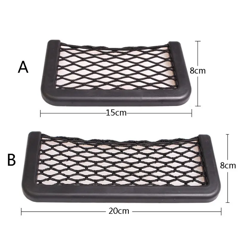 1pcsCar Organizer Storage Bag Auto Paste Net Pocket Phone Holder Car Accessories 20*8CM 8*15CM Universal