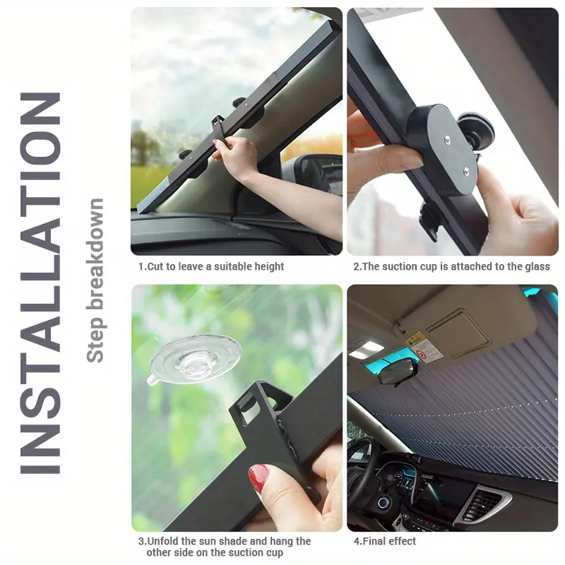 Car Front/Rear Window Sunshades Retractable Windshield Curtains for Sun Visor Car Sun Shades Summer UV Blocking Sun Protective