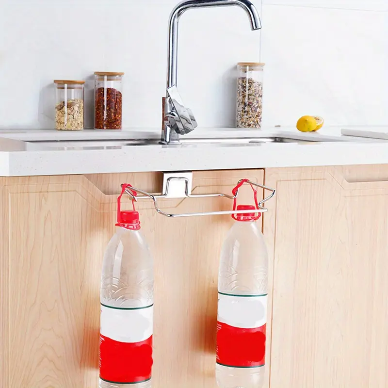 1 Pcs Kitchen Trash Rack Cabinet Door Garbage Bags Holder Stainless Steel Closet Garbage Storage Holder