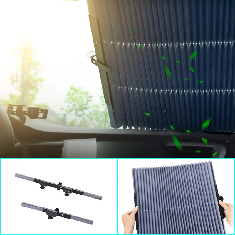 Car Front/Rear Window Sunshades Retractable Windshield Curtains for Sun Visor Car Sun Shades Summer UV Blocking Sun Protective