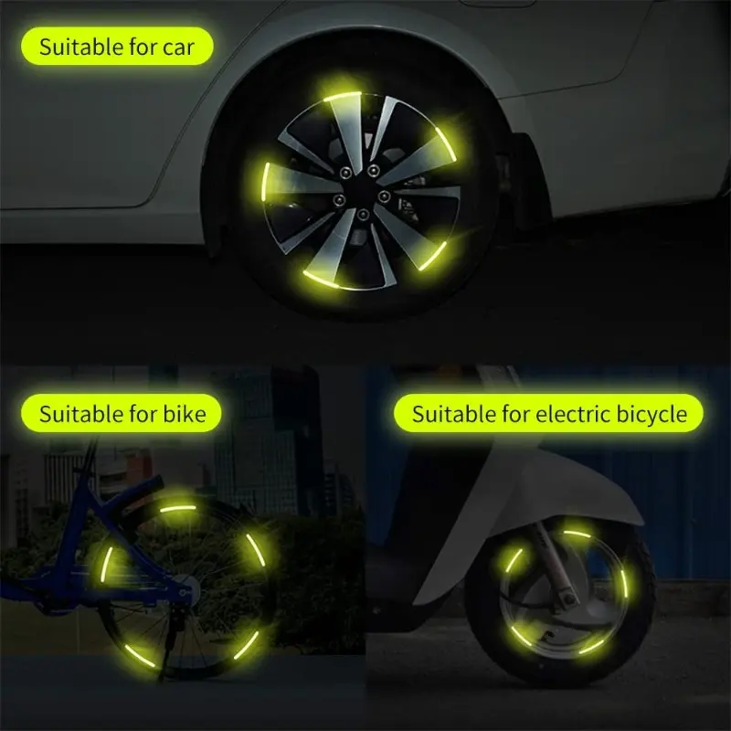 20pcs Car Hub Reflective Sticker Decorative Strips General use of bicycle automobile and motorcycle tyres Car accessories