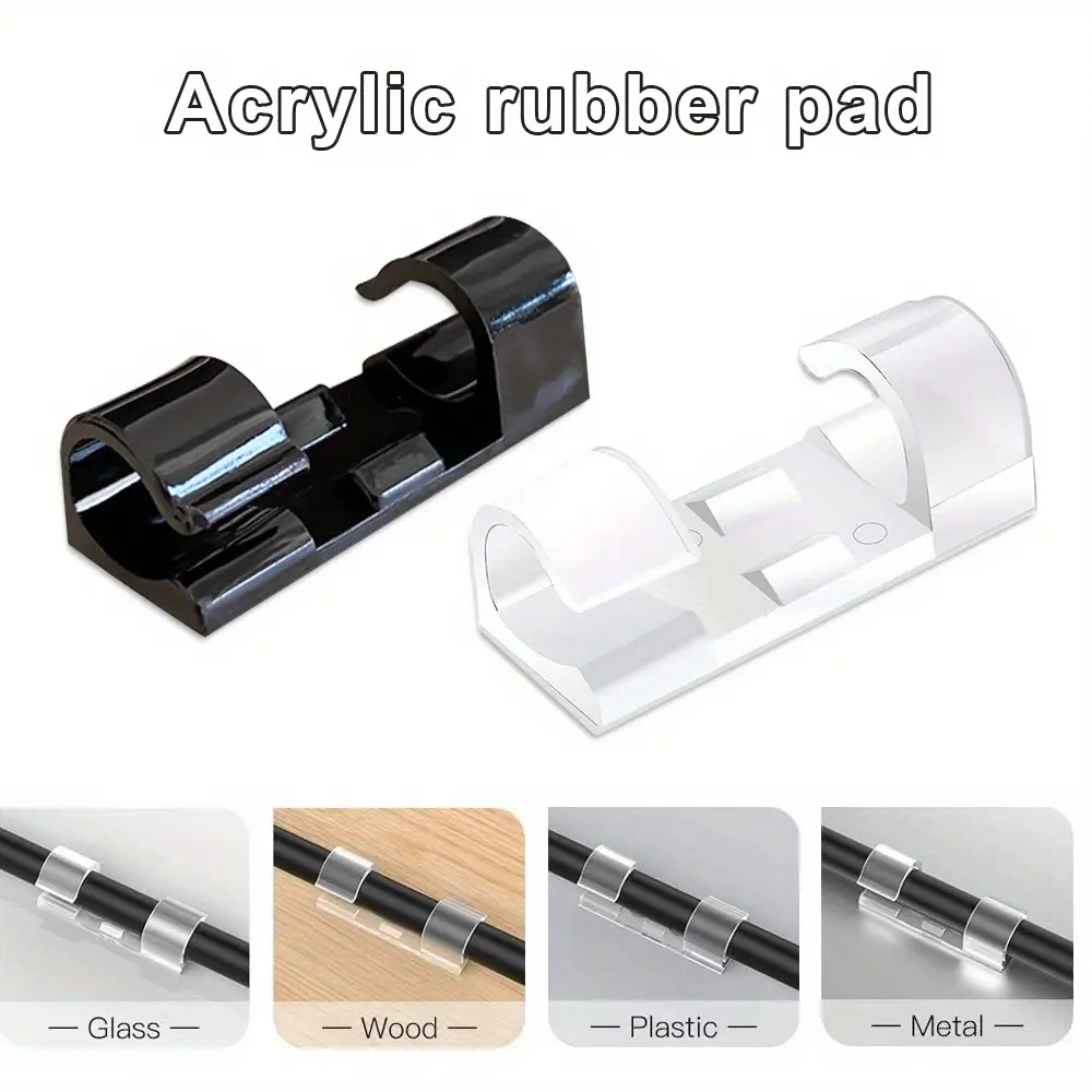 20/40 PCS Cable Clips Organizer Self-Adhesive Drop Wire Holder Cord Management Tidy Fixed Clamp for TV PC Wire Cable Home Office