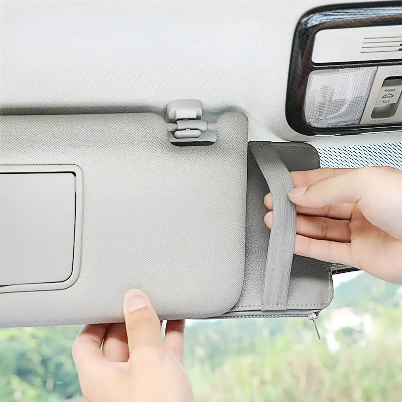 1pc Car Sun Visor Organizer Multi-Pocket Auto Interior Accessories Pocket Organizer Car Document Storage