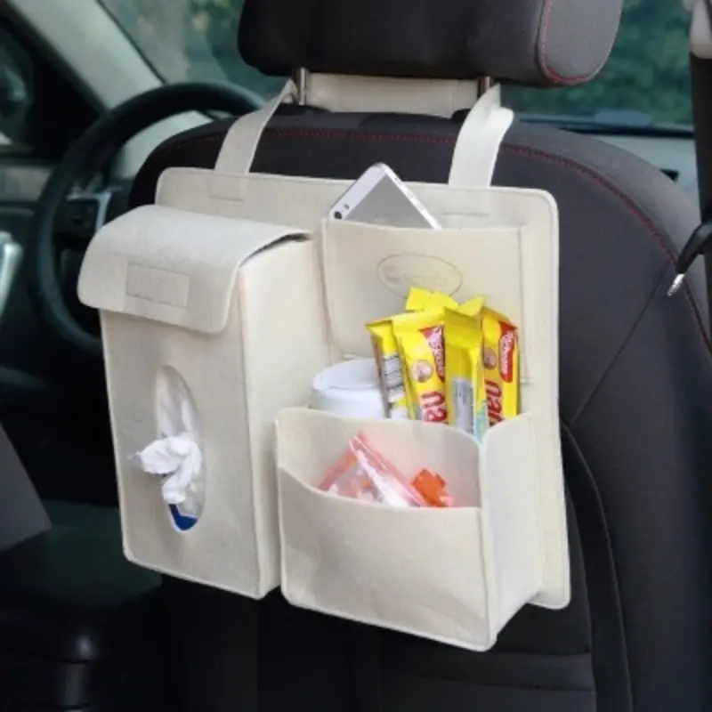Felt Car Seat Back Hanging Bag Multifunctional Storage Storage Bag Organizer Bag Tissue Box
