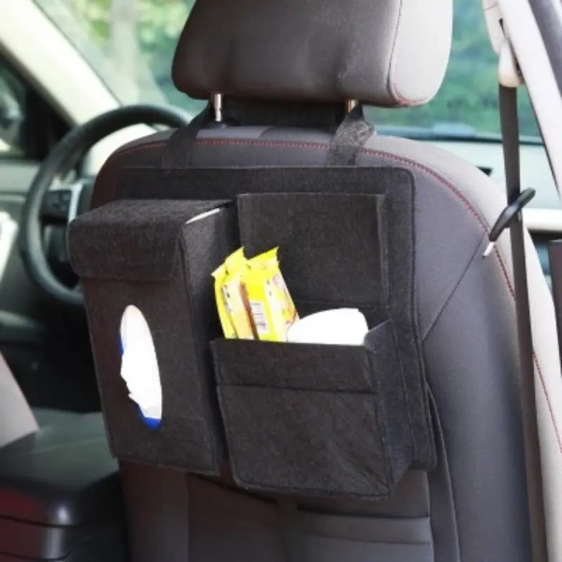 Felt Car Seat Back Hanging Bag Multifunctional Storage Storage Bag Organizer Bag Tissue Box